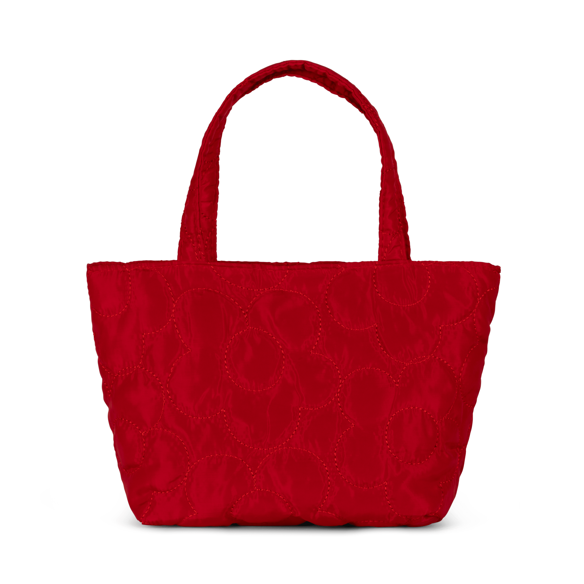 Rød Daisy Bag med quiltet blomstermønster, bløde stropper og rummeligt design.