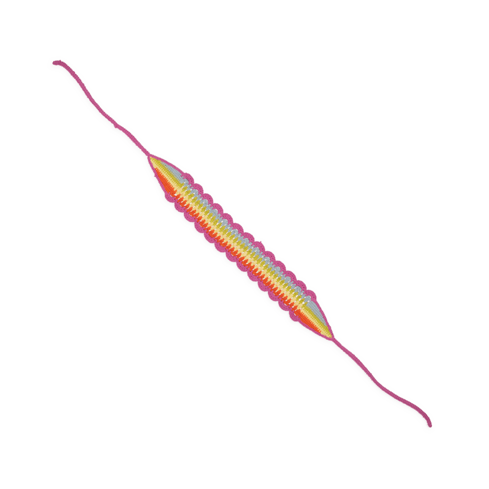 Bohemian Headband Rainbow – Hæklet hårbånd i regnbuefarver, perfekt til et farverigt og afslappet look