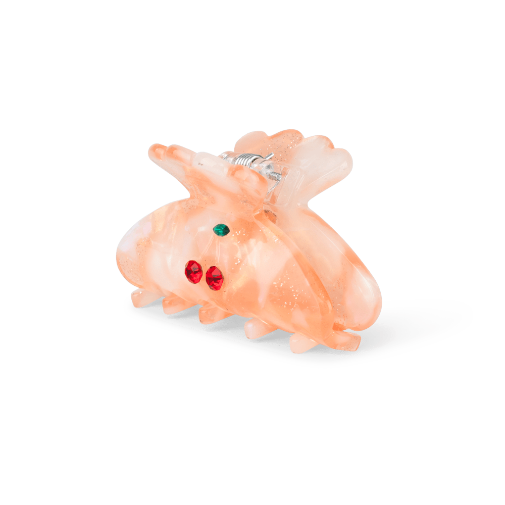 Cherry Up Mini hårklemme i peach med glimmer og kirsebærsten.
