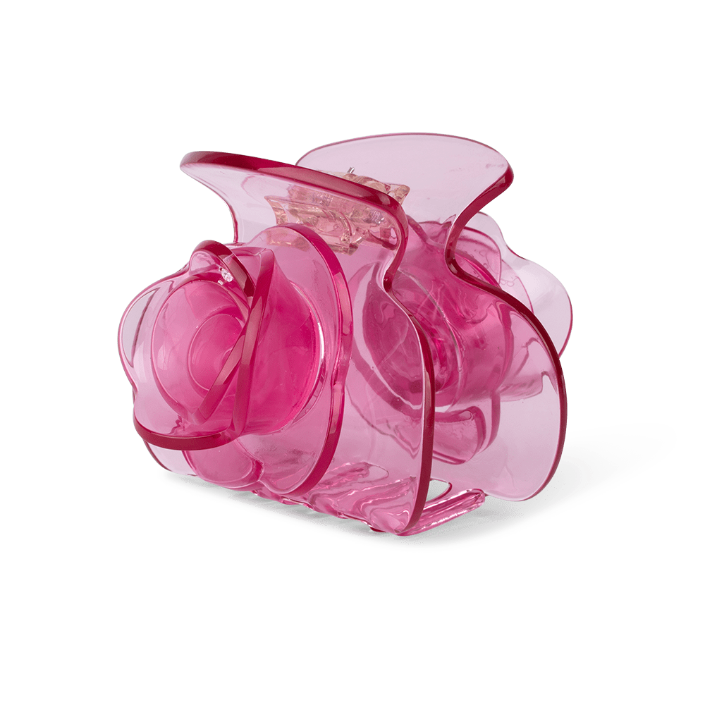 Stor transparent pink hårklemme formet som en rose – Rosie Plain Big fra SUI AVA