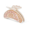 Helen Palma Middle hårklemme i hvid med pink og orange rhinsten – mellemstor hårklemme med funklende detaljer, perfekt til at holde håret på plads med stil.