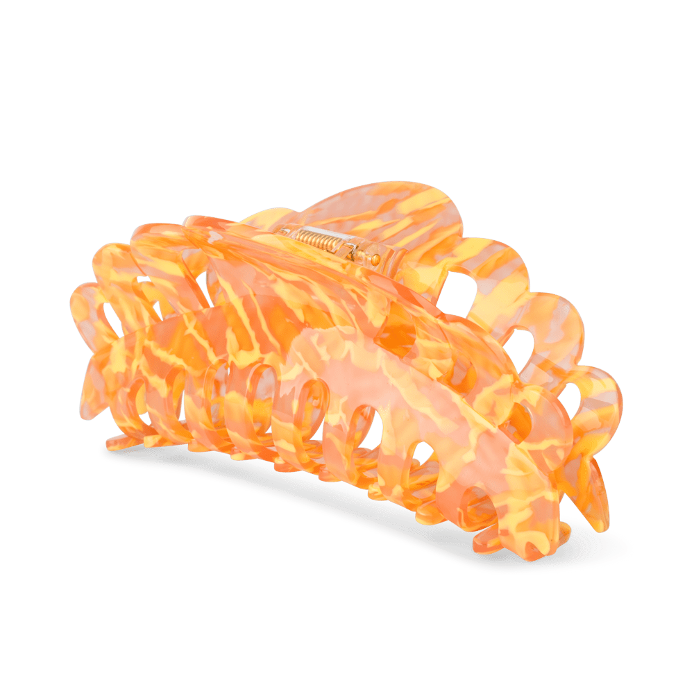 Emma Sunset Giga hårklemme i lysegul – stor og stilfuld hårklemme med stærkt greb, ideel til langt og tykt hår.