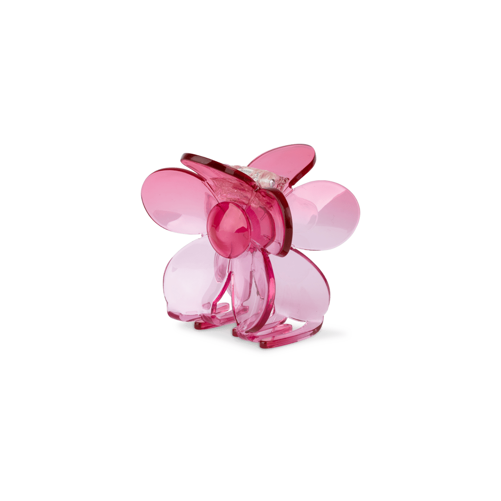 Stor lyserød hårklemme formet som en blomst i transparent plastik - Daisy Plain Big fra SUI AVA