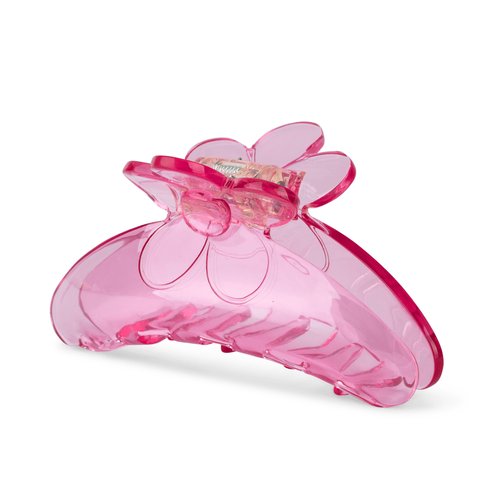 Pink blomsterformet hårklemme – Ida Daisy Plain Big fra SUI AVA