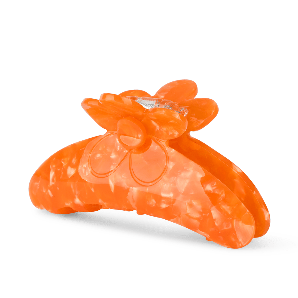 Orange hårklemme med blomsterdetaljer – Ida Daisy Big fra SUI AVA