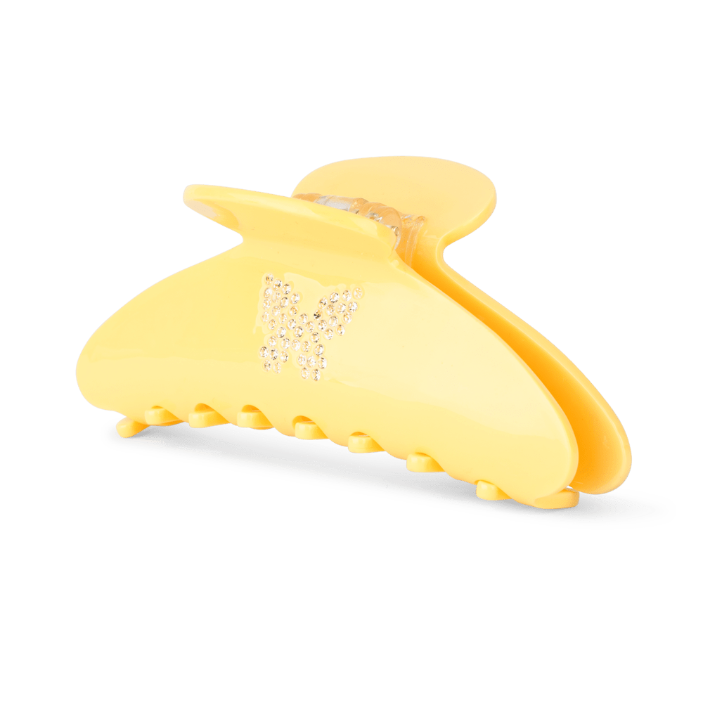 Gul hårklemme med rhinsten i sommerfuglemønster – Ida Crystal Big fra SUI AVA.