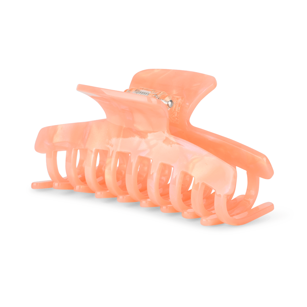 Lea Paradise Big hårklemme i peach med marmoreret finish – stor og stilfuld klemme til langt eller kraftigt hår