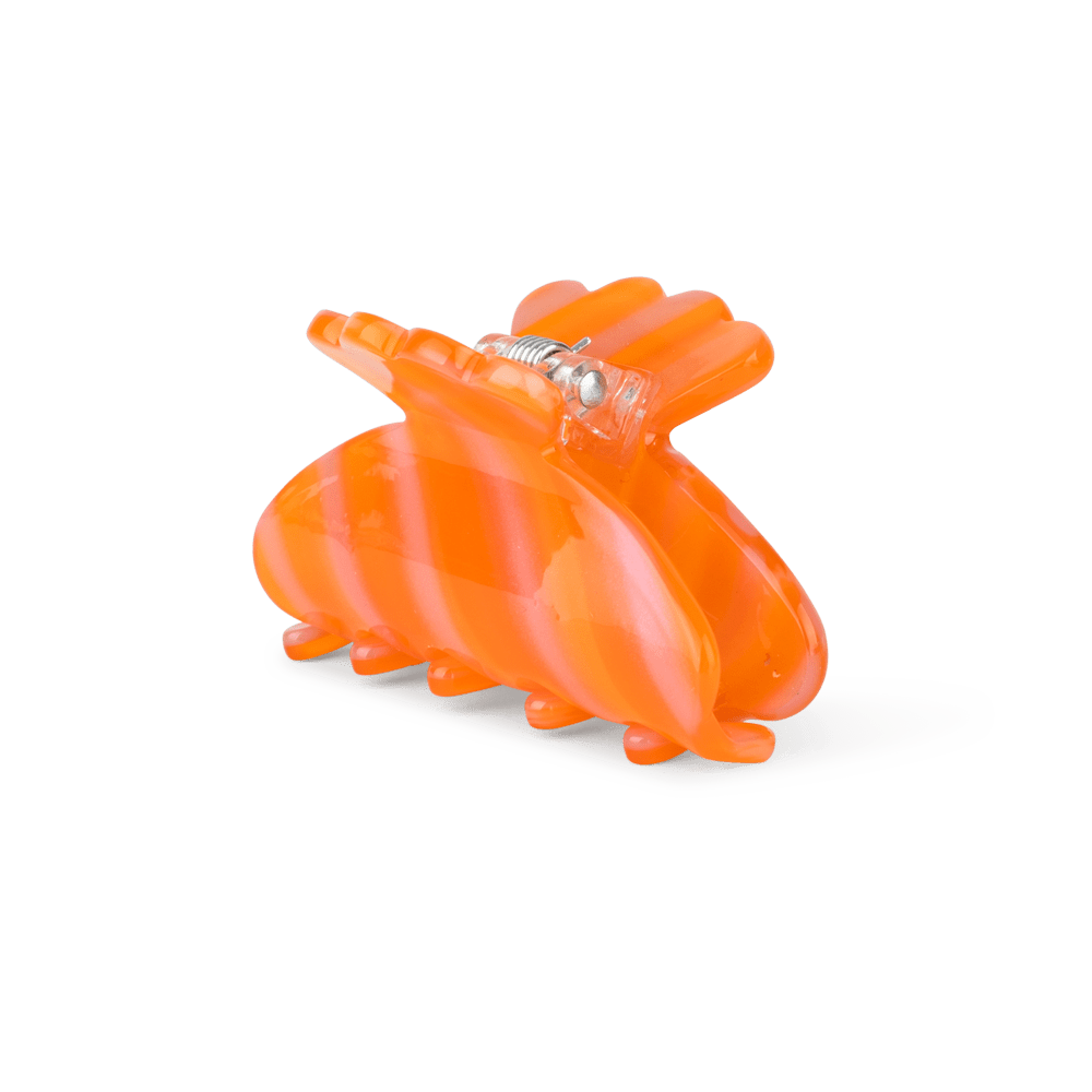 Helle Sunrise Mini hårklemme i klar orange farve med glans