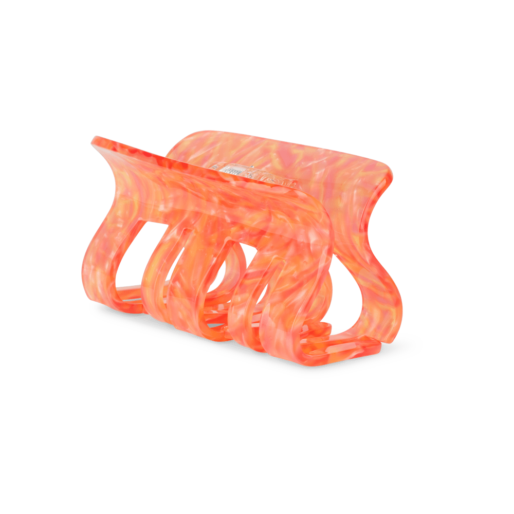 Stor hårklemme i levende orange med marmoreret finish – Fie 38 Degrees Big fra SUI AVA