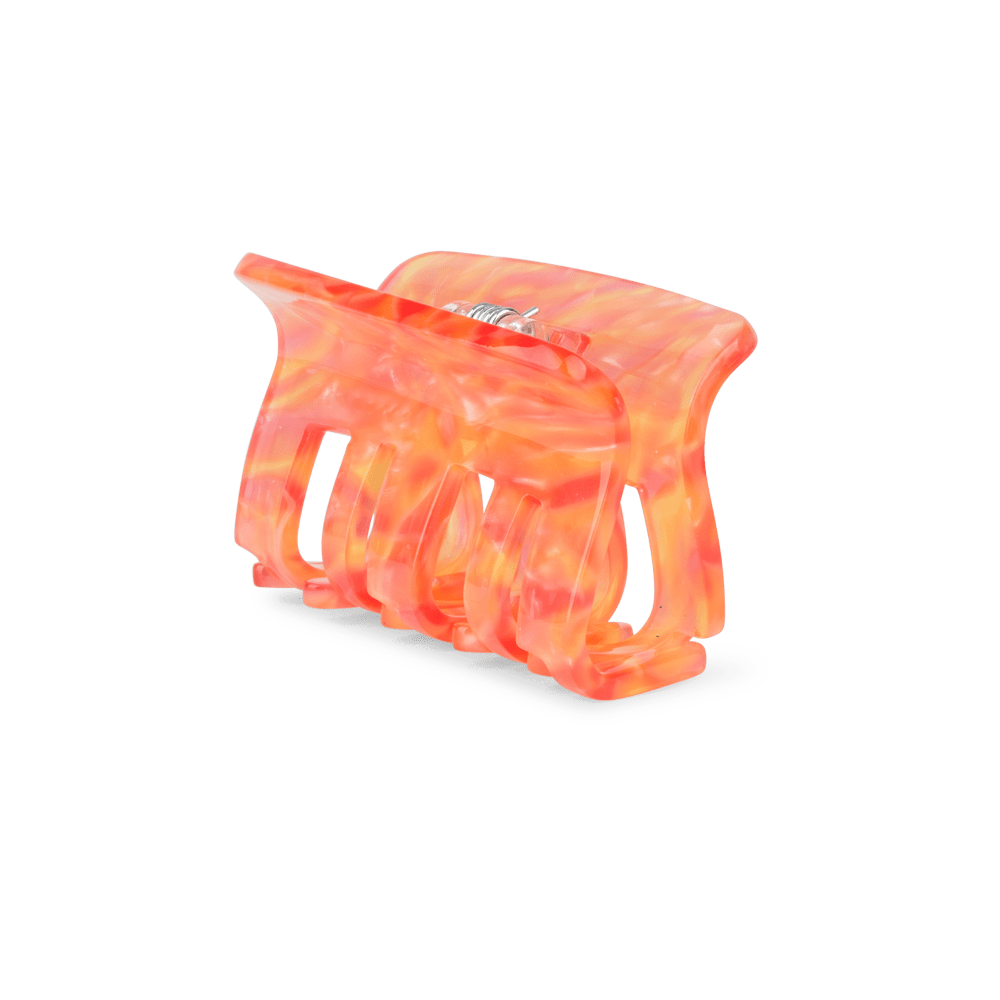 Fie 38 Degrees Mini hårklemme i rødorange mix med marmoreret finish