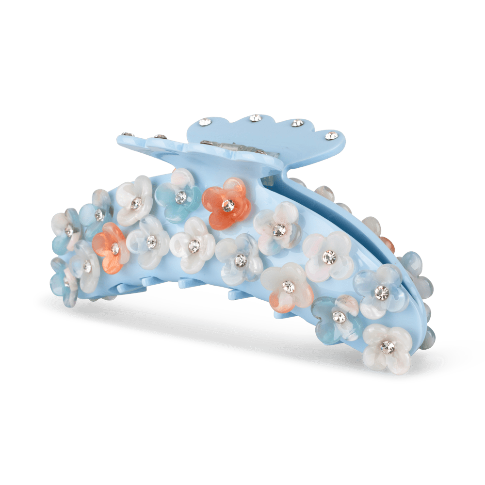 Blå I Can Buy Myself Flowers Claw hårklemme med blomster og rhinsten fra SUI AVA