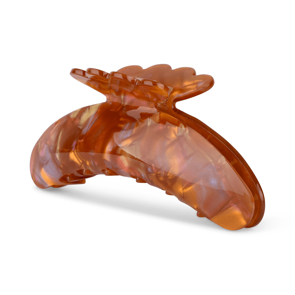 Helle Sunkissed Biggest – stor hårklemme i ravfarvet perlemor med et stærkt og elegant greb.