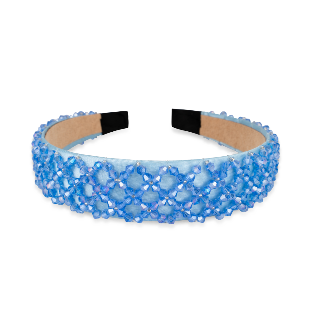 Sandy Crystal hårbånd fra SUI AVA i lyseblå stof med glitrende blå perler