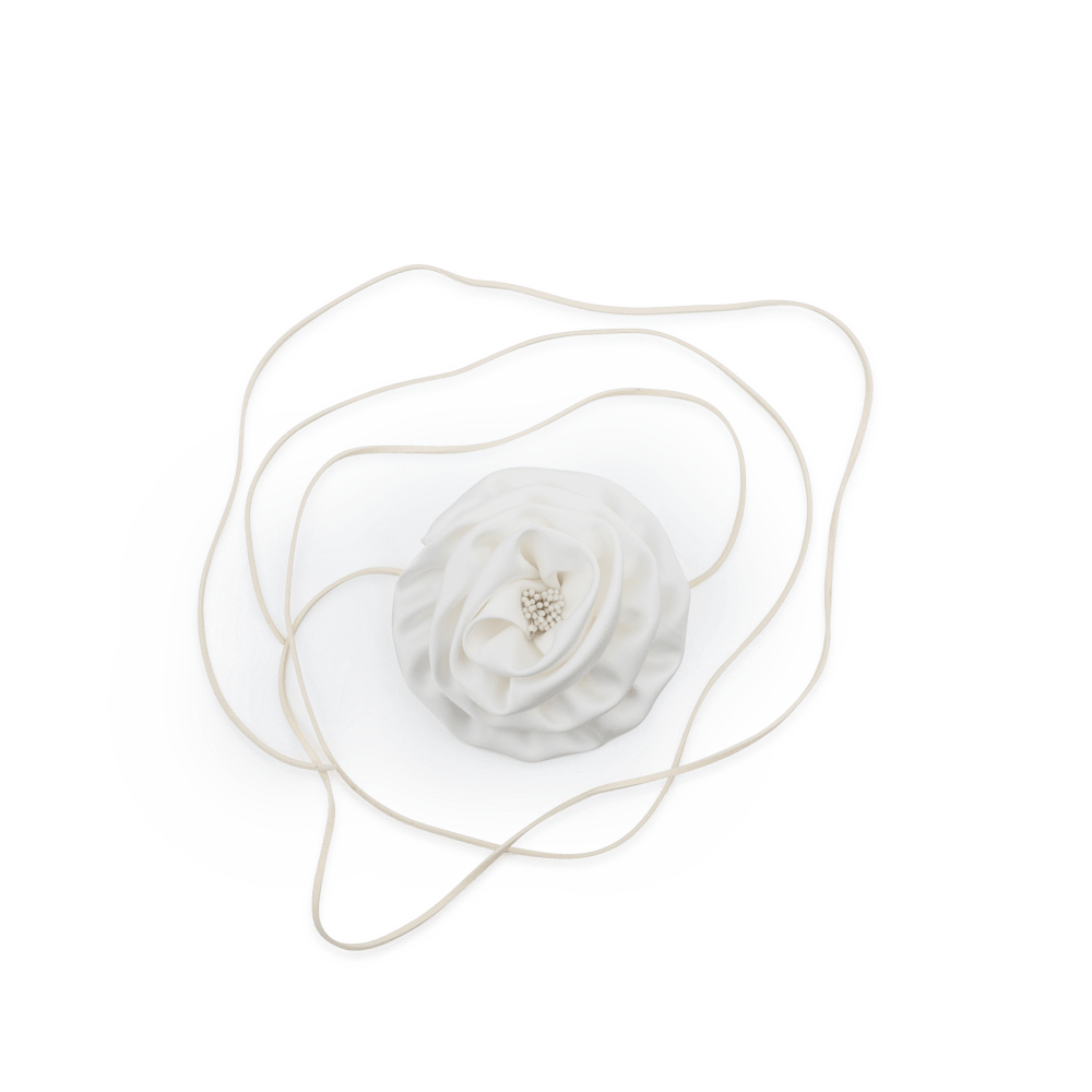 Smooth Flower Belt – hvidt bælte med stor stofblomst fra SUI AVA