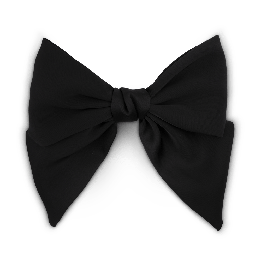 Smooth Bow fra SUI AVA – stor sort hårsløjfe i satin med klassisk form