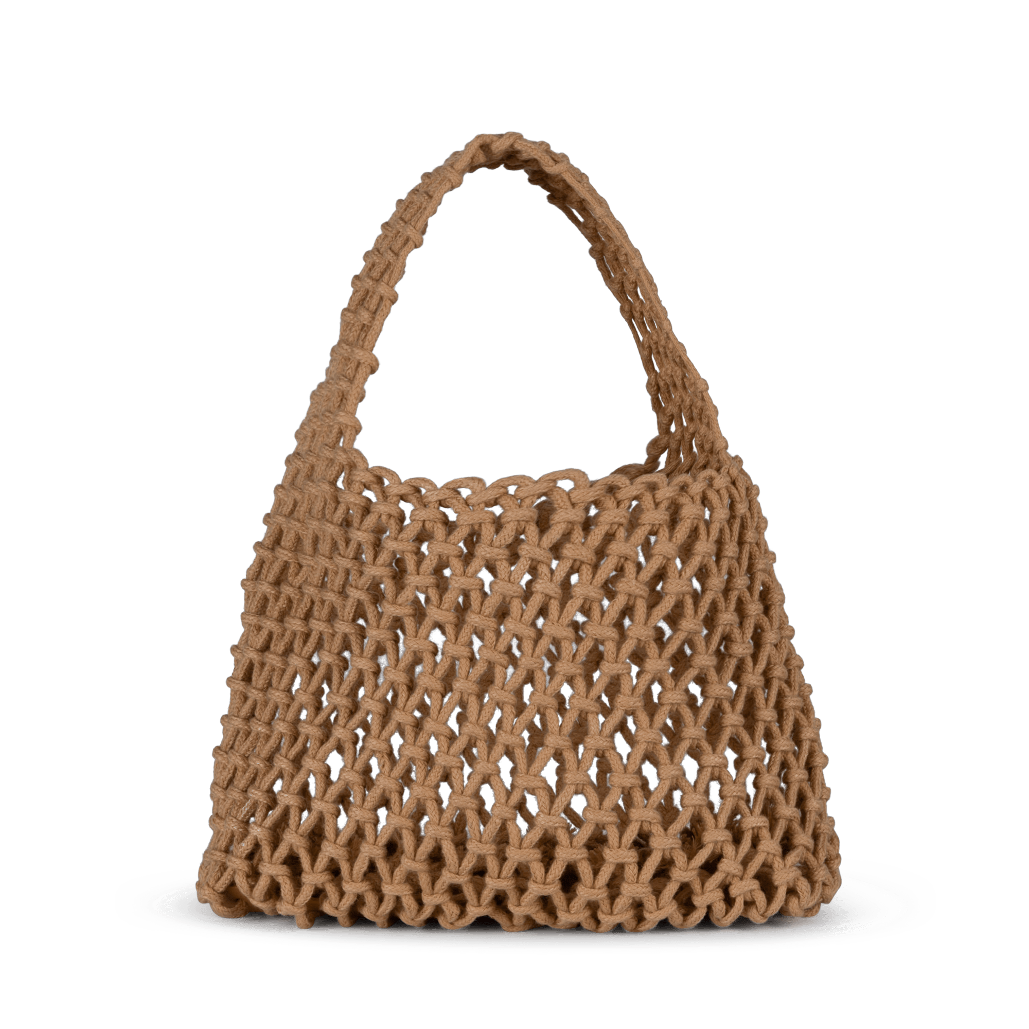 Sonja Open Bag i beige – Fleksibel og rummelig net-taske med åben vævning.