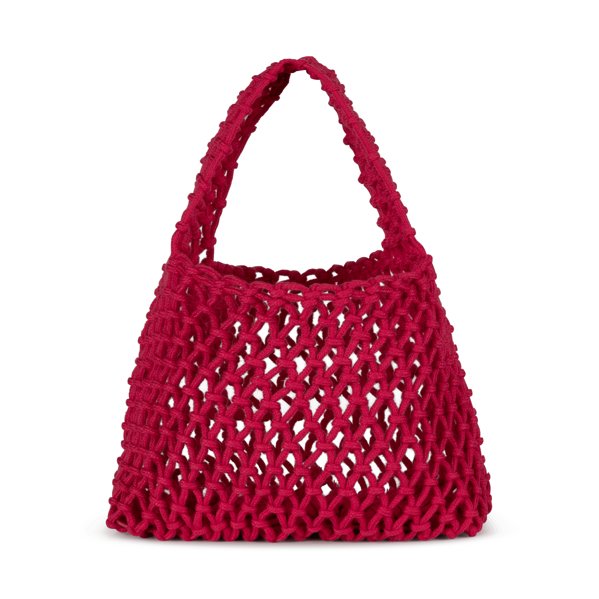 Sonja Open Bag i pink – Let og rummelig net-taske med et åbent, vævet design.