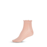 Emma Ankle Socks i lyserød med blondemønster og bølget afslutning