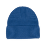 Cashmere beanie i blå ribstrik med foldet kant – hue i 100% cashmere