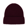 Nico Beanie i bordeaux – ribstrikket hue med opfoldet kant i dyb rød nuance.
