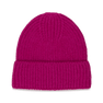Nico Beanie i pink – ribstrikket hue med foldet kant i kraftig pink farve.