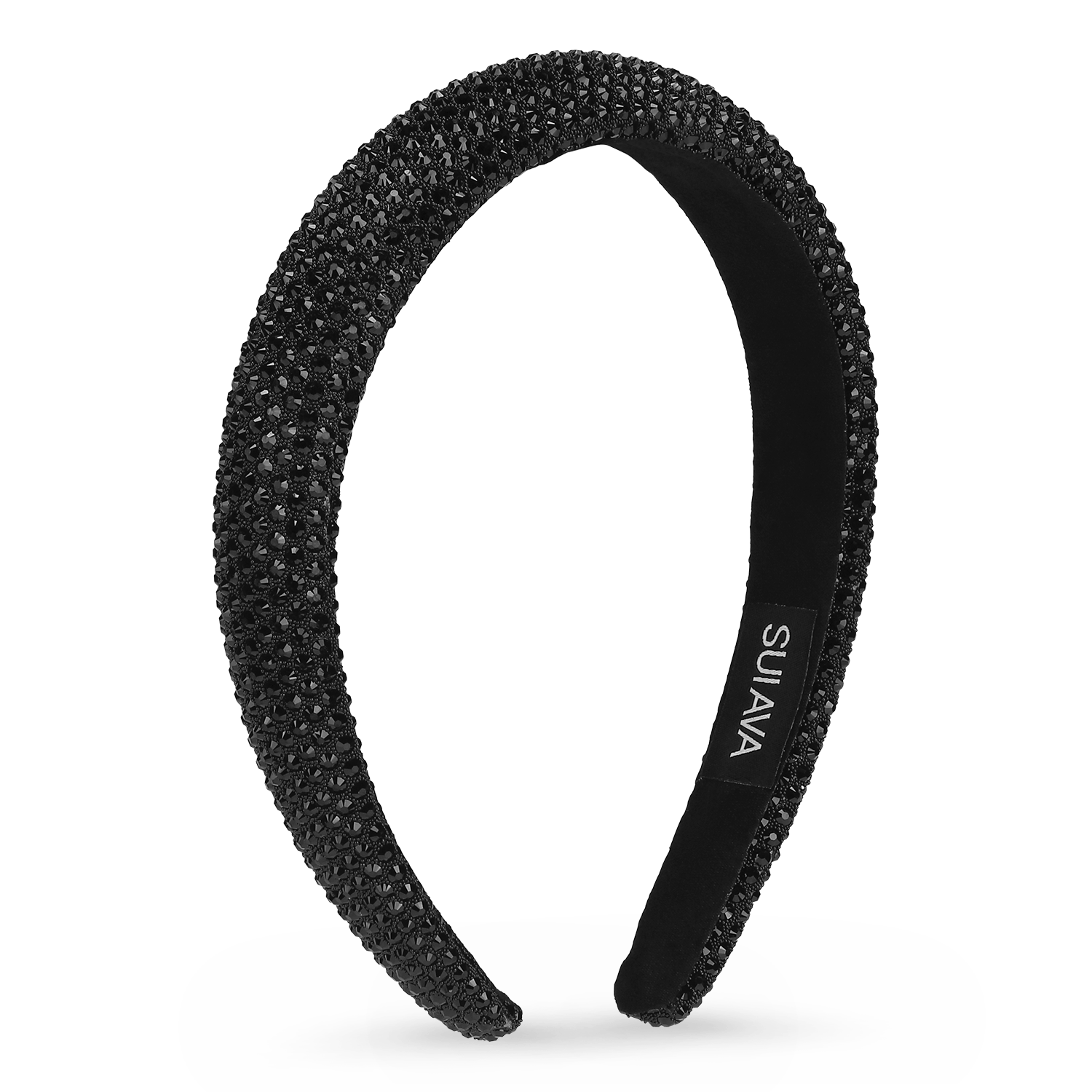 Sort Nicki Headband med krystaller fra SUI AVA – stilfuldt hårbøjle med glimmer