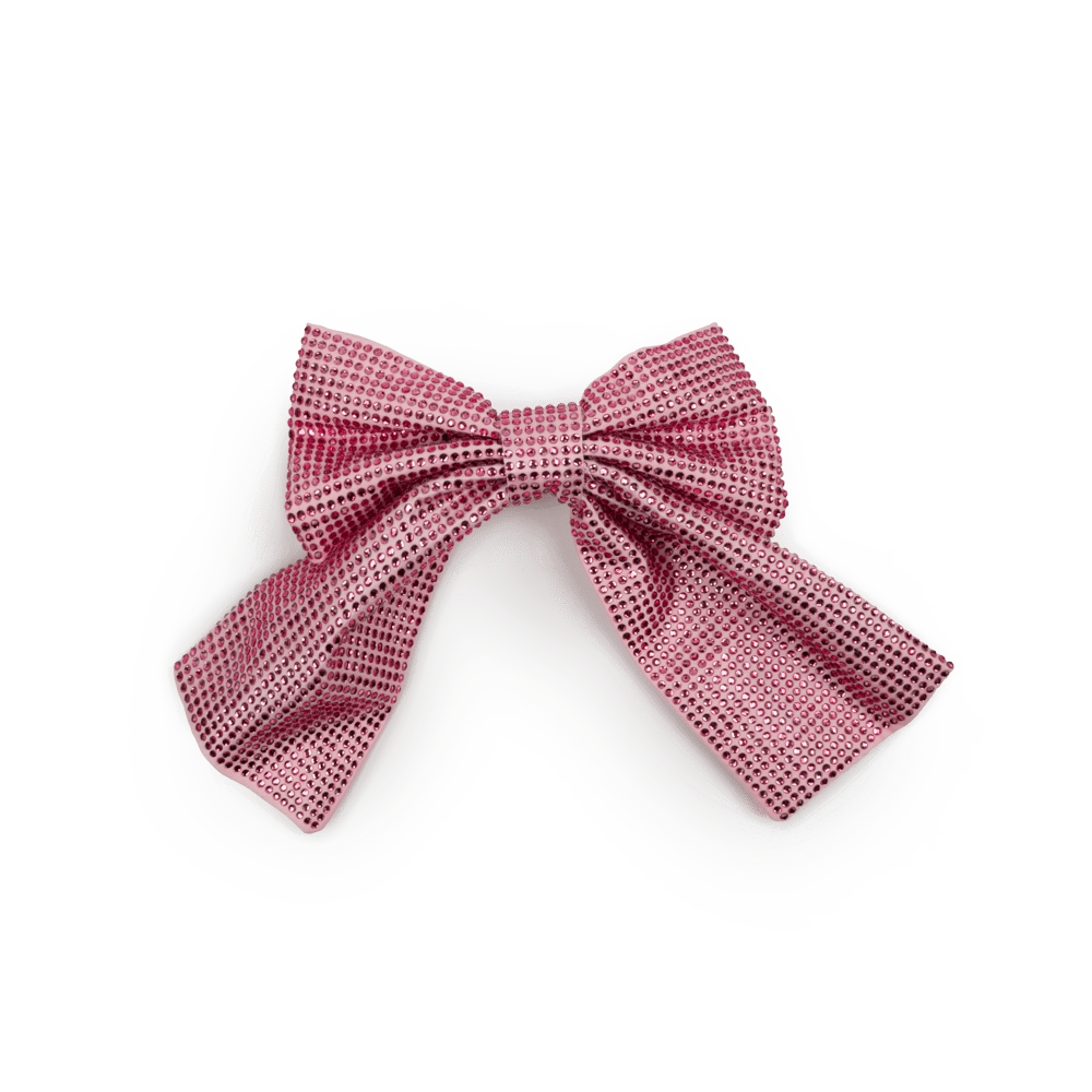 Kelly Crystal Bow i pink med krystaller – stor hårsløjfe fra SUI AVA