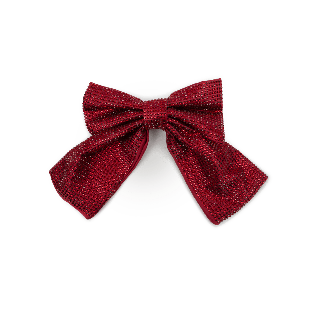 Rød hårsløjfe med krystaller – Kelly Crystal Bow fra SUI AVA