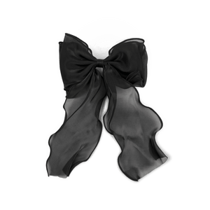 Sort hårsløjfe med langt fald og klemme – Holly Bow fra SUI AVA