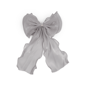 Sølvgrå hårsløjfe med langt fald og klemme – Holly Bow fra SUI AVA