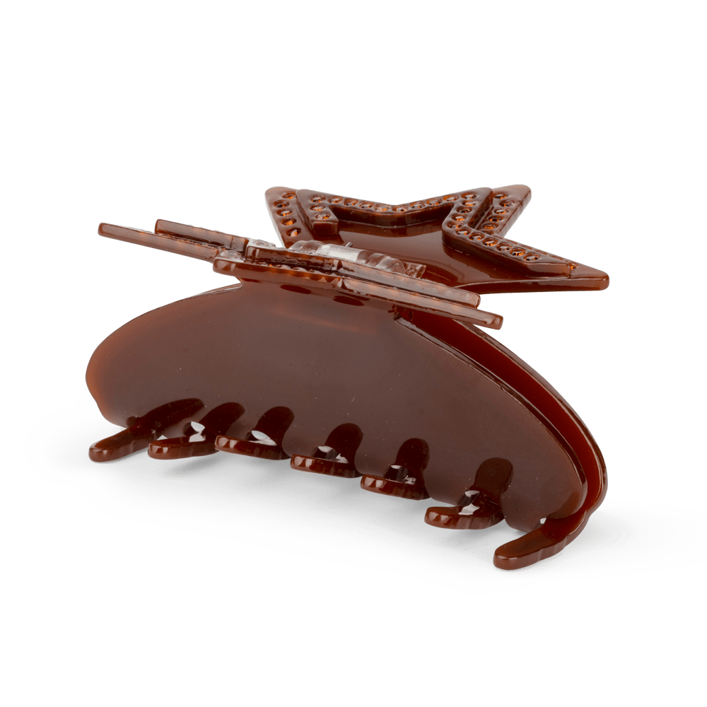 Stor brun hårklemme med stjerne og rhinsten – Stacy Star Big fra SUI AVA