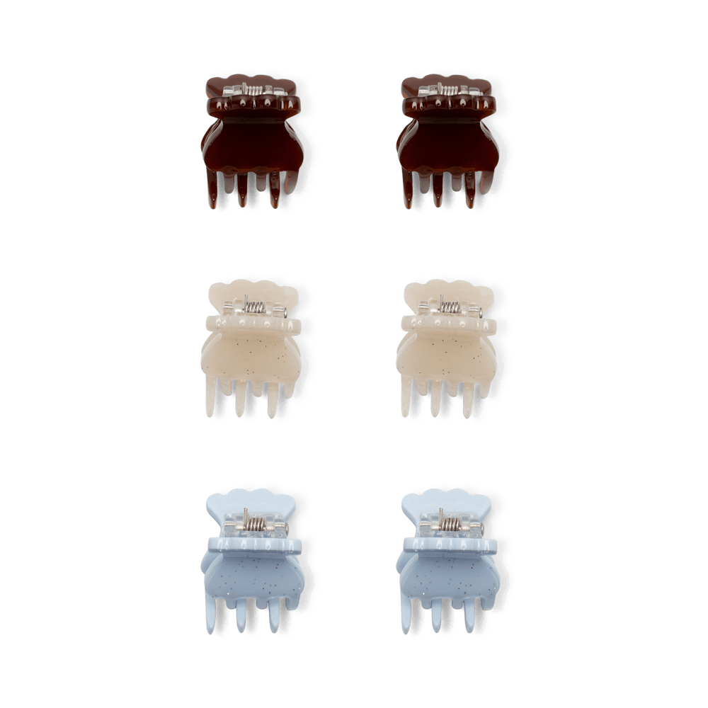 6-pack Tiny Claws fra SUI AVA – kompakte og elegante hårklemmer i et praktisk design, ideelle til at style og holde små sektioner af håret på plads med stil.