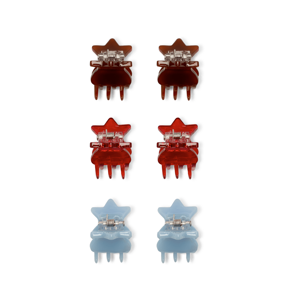 6-pack Tiny Claws fra SUI AVA – små og elegante hårklemmer, perfekte til at skabe detaljerede frisurer og holde små hårsektioner på plads med et stilfuldt touch.