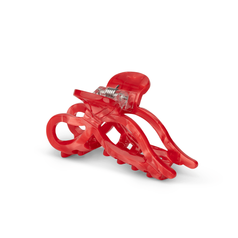 Rød Bow Elegance Mini hårklemme formet som en sløjfe.