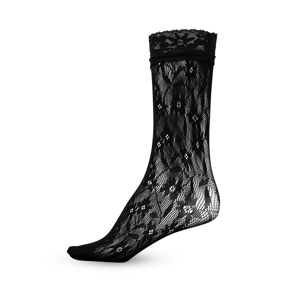 Flower Lace Socks – Sorte blondesokker med elegant blomstermønster