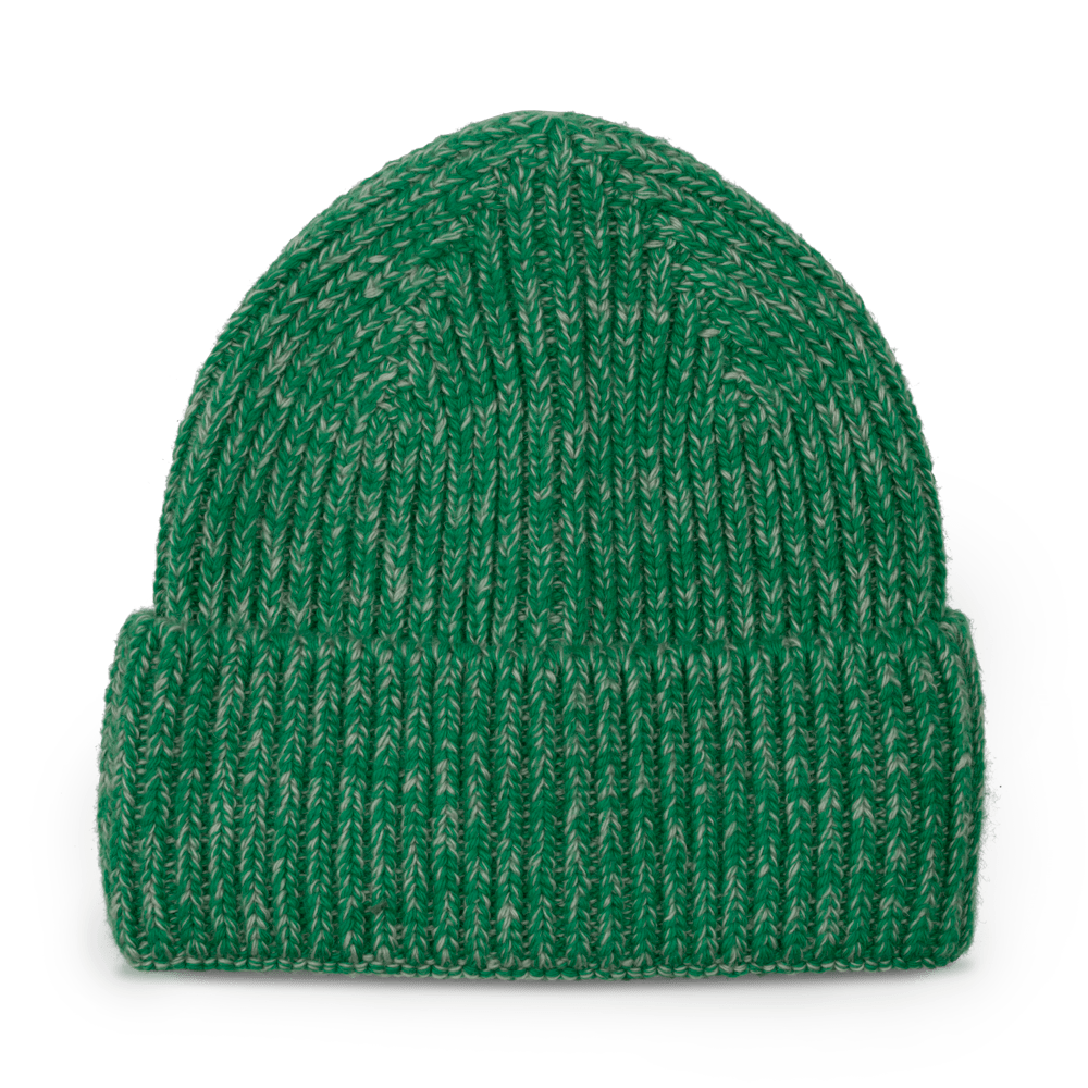 Grøn meleret Hille Beanie – blød og chunky strikhue