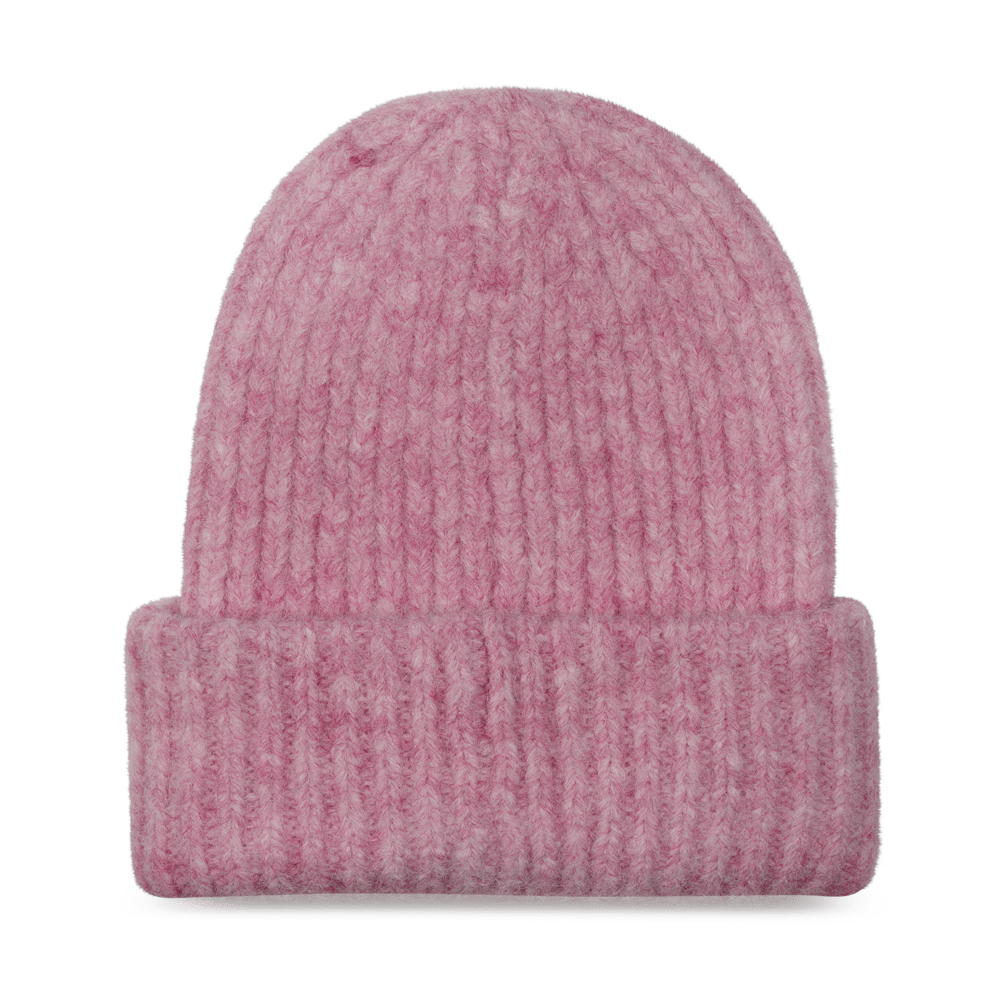 Sisse Beanie i lyserød chunky strik, varm og blød hue til kolde dage
