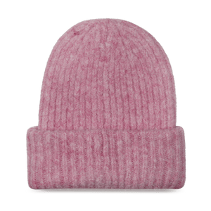 Sisse Beanie i lyserød chunky strik, varm og blød hue til kolde dage