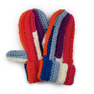 Walter Gloves – hæklede vanter i multifarvet mønster med chunky striber i rød, blå, lilla, pink og creme
