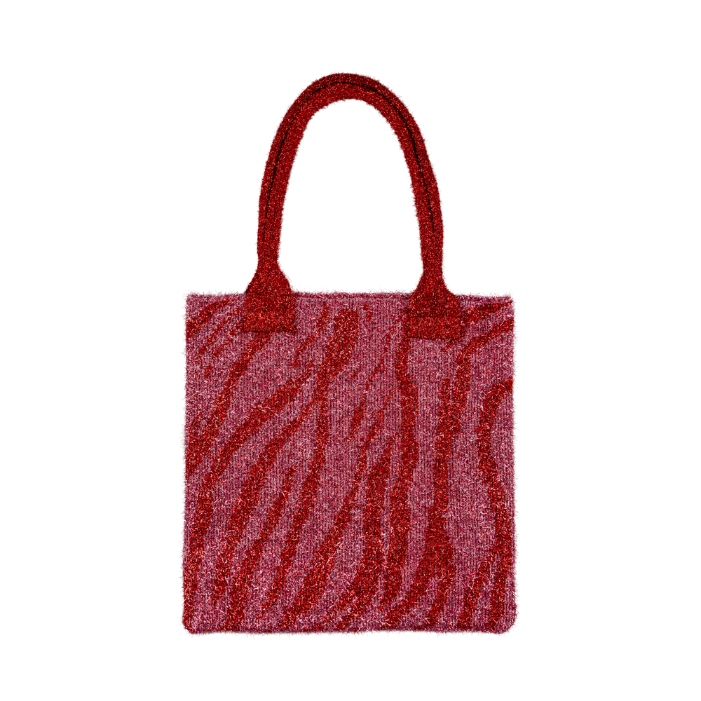 Zebra Glitter Bag i pink/rød – Skinnende skuldertaske med zebra-mønster til daglig brug.