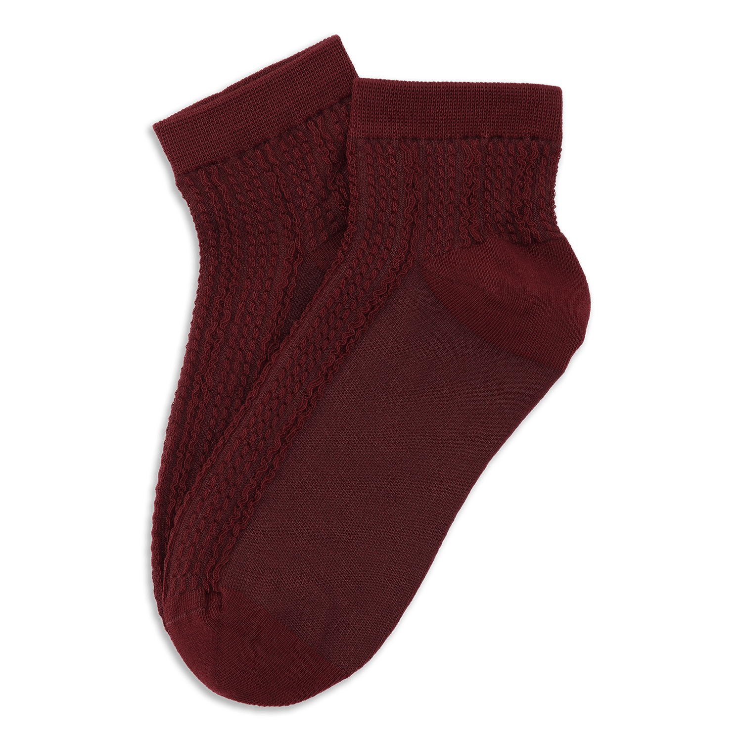 Sofie Ankle Socks i bordeauxrød – korte sokker med struktur fra SUI AVA