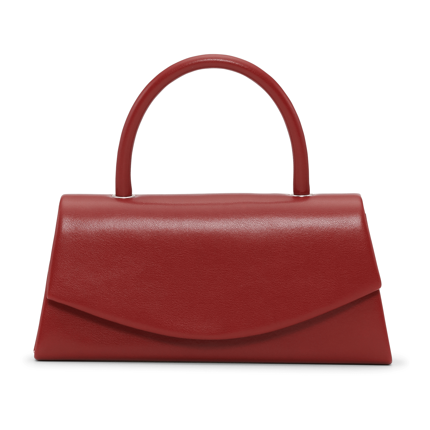 Overlapping Closure Handbag – elegant håndtaske i burgundy med overlappende lukning.