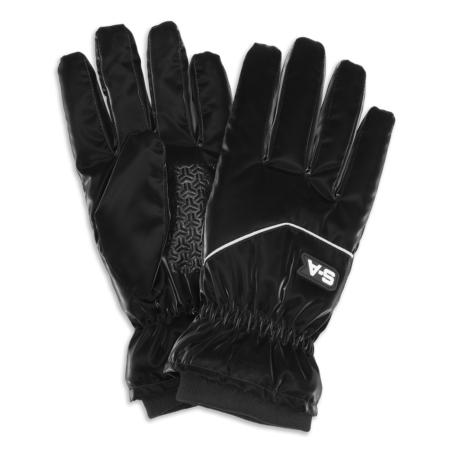 Sorte S-A Racing Gloves med refleksdetalje og gummigreb – varme, vinterklare handsker fra SUI AVA