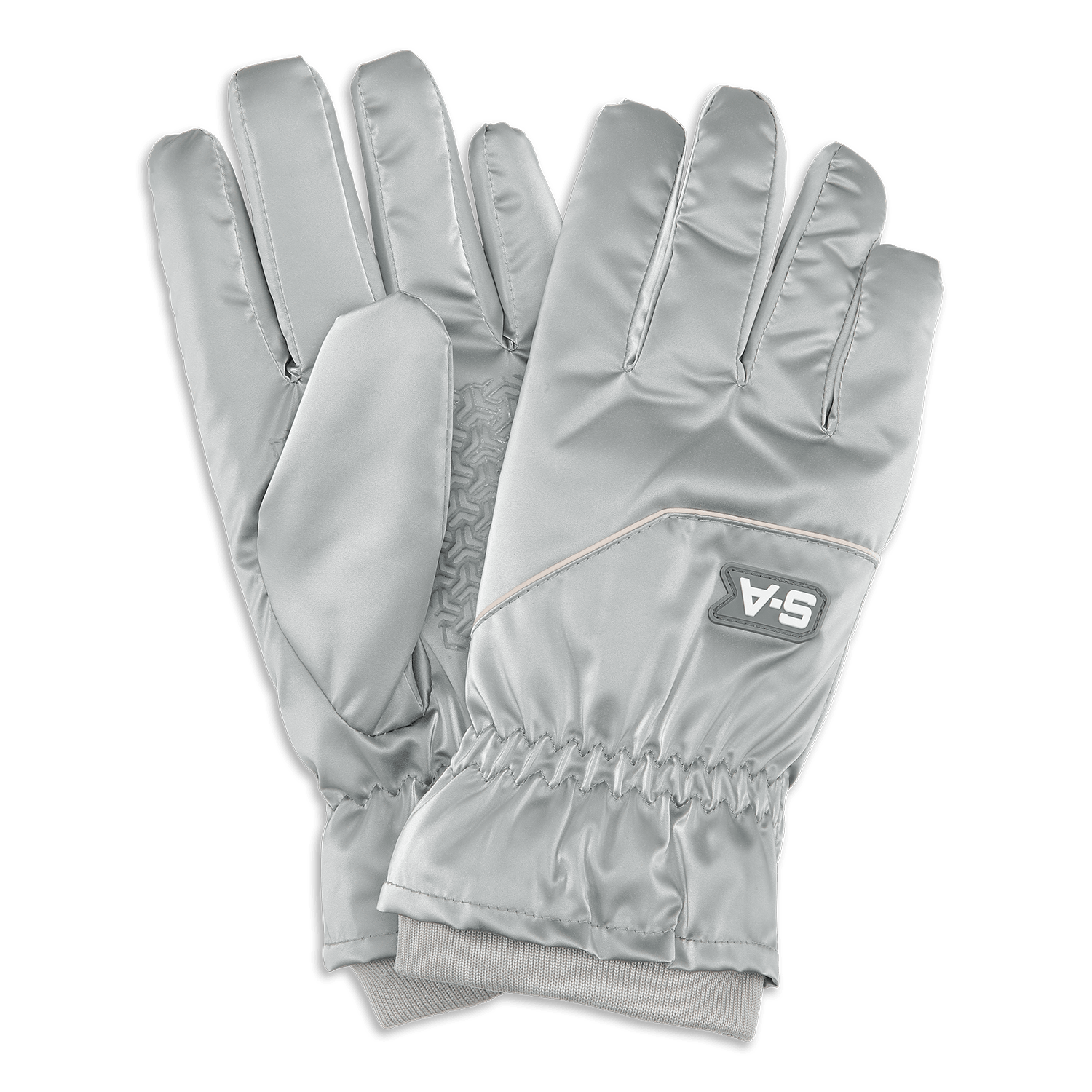 Sølvgrå sporty handsker med elastik og S-A logo foran – S-A Racing Gloves fra SUI AVA