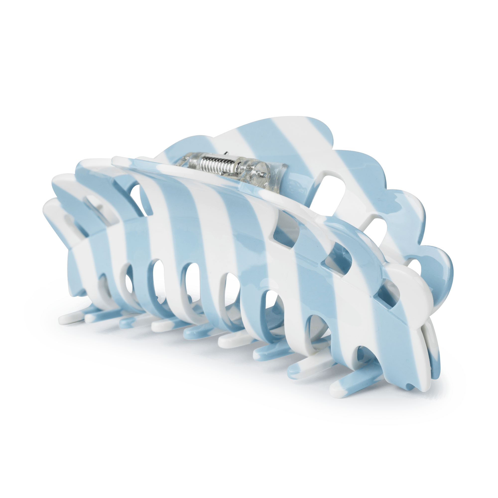 Emma Striped Giga fra SUI AVA – ekstra stor hårklemme med et stilfuldt stribet design, perfekt til at skabe iøjnefaldende og elegante frisurer.