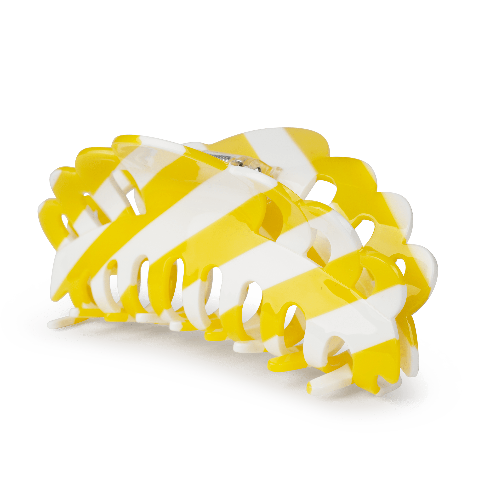 Emma Striped Giga fra SUI AVA – ekstra stor hårklemme med moderne gule striber, ideel til at tilføje et friskt og stilfuldt touch til dine frisurer.