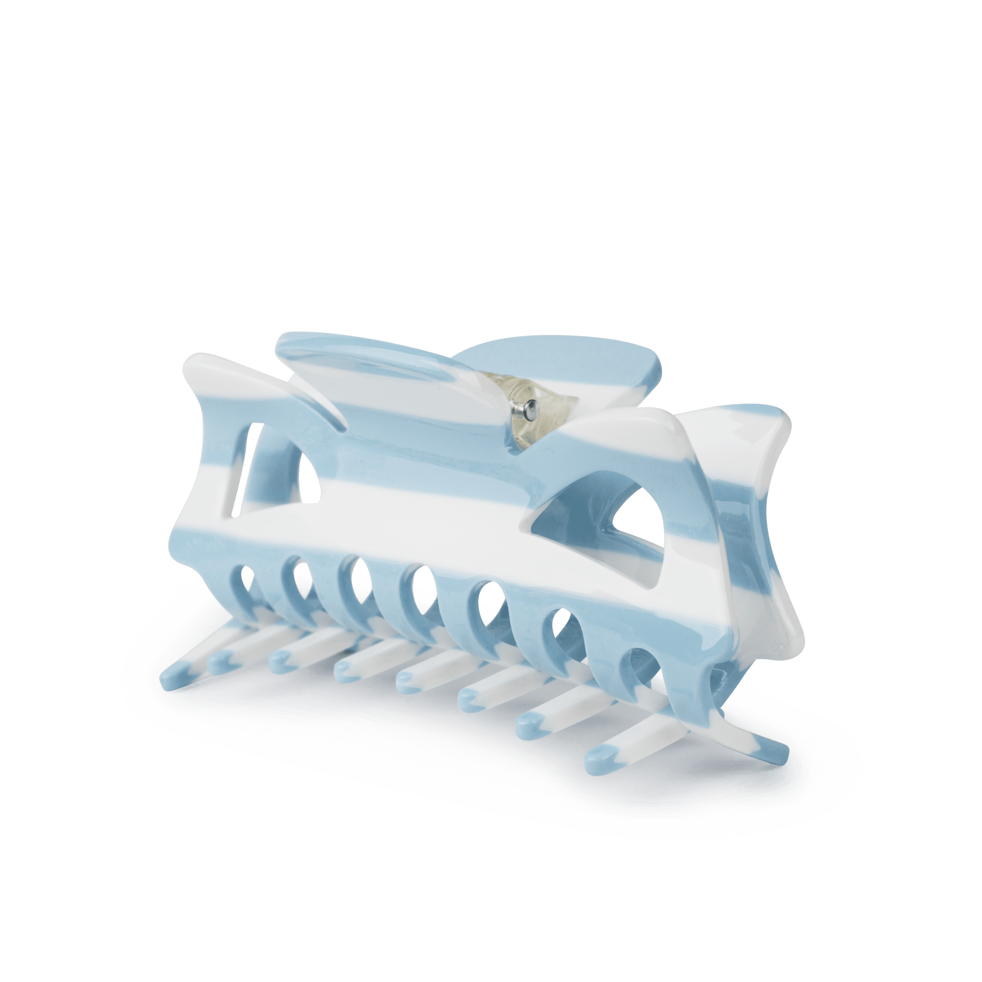 Bow Striped Big fra SUI AVA – stor hårklemme med et smukt lyseblåt stribet design, ideel til at tilføje et friskt og elegant touch til dine frisurer.