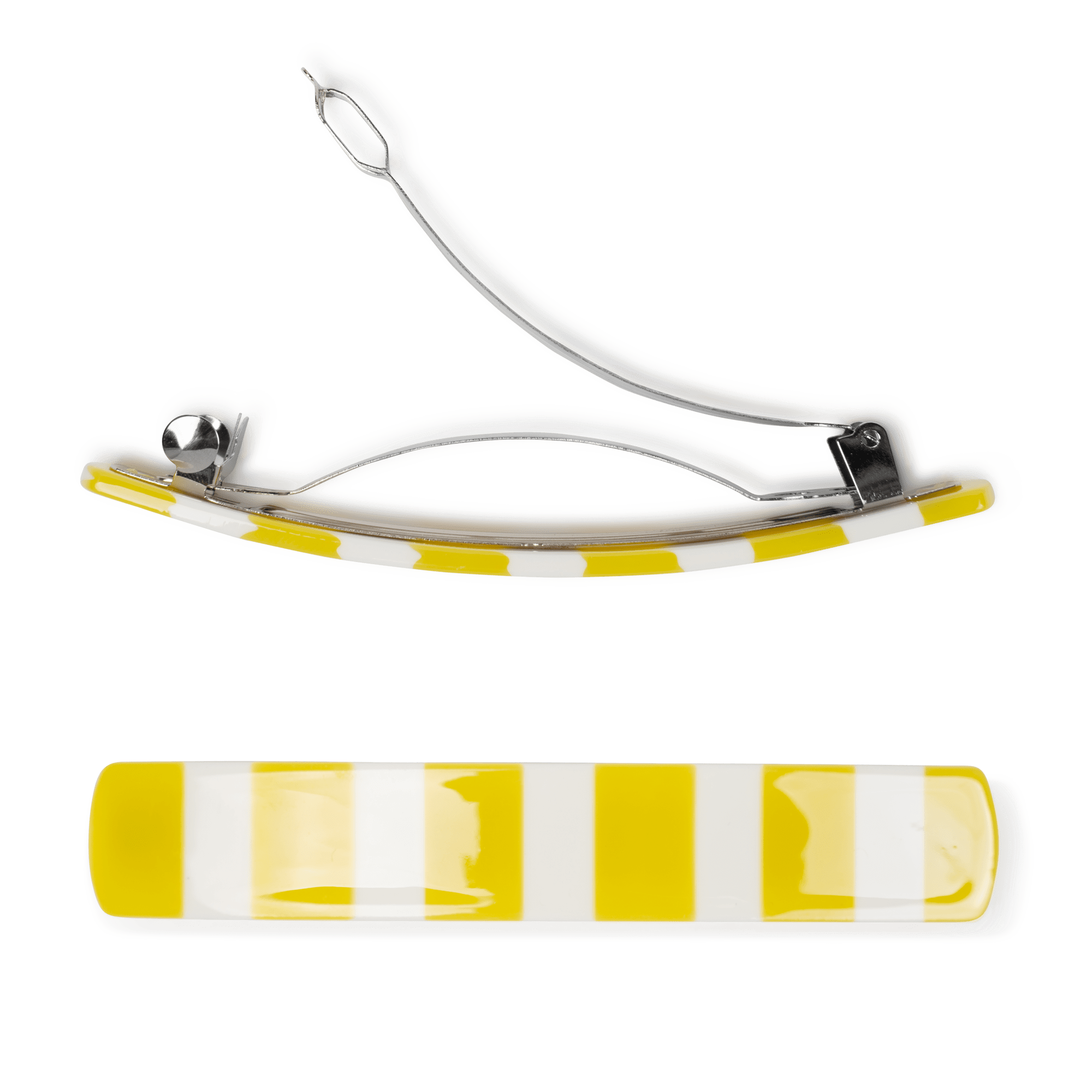 Classic Striped Hair Clip fra SUI AVA – stilfuld hårclips med et friskt gult stribet design, ideel til at tilføje et moderne og elegant touch til dine frisurer.