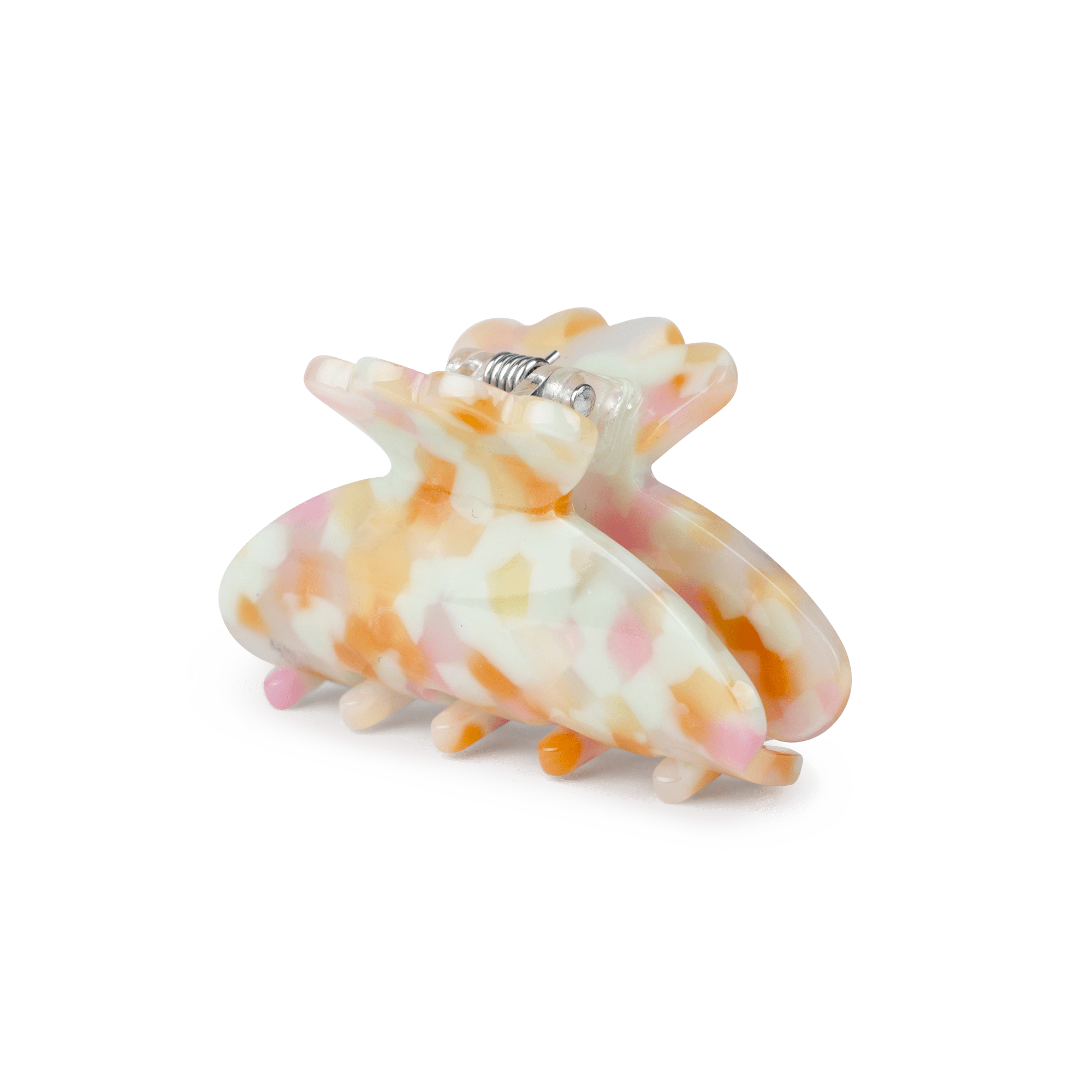 Helle Cheery Mini fra SUI AVA – lille hårklemme i lyserøde, orange og hvide nuancer, ideel til at tilføje et legende og stilfuldt touch til dine frisurer.