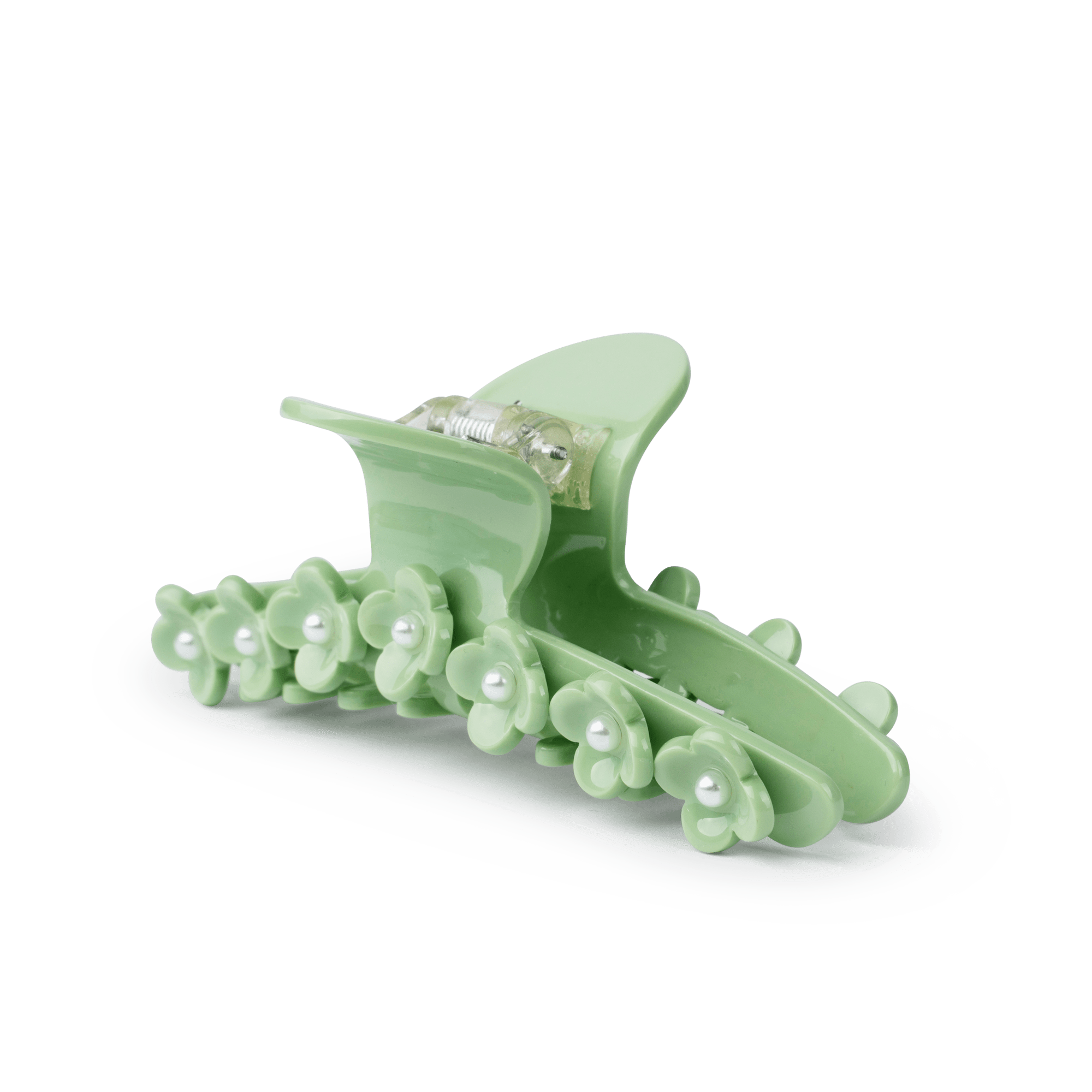 Bright Flower Pearly Clip fra SUI AVA – hårclip i en smuk grøn nuance med perledetaljer og blomsterdesign, ideel til at tilføje et friskt og feminint touch til dine frisurer.